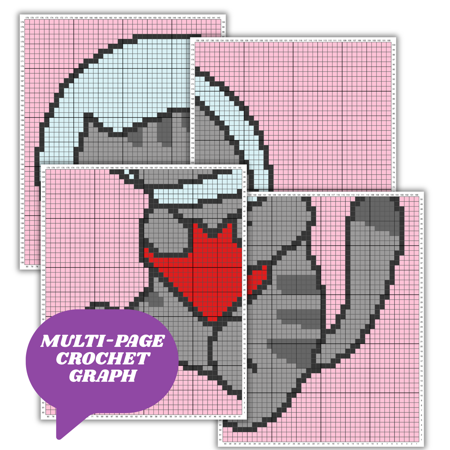 Astronaut Cat Graph + Written Pattern For C2C & Tapestry Crochet - Crochet Cat Graph - Crochet Cat Baby Blanket - Kawaii Space Kitten Afghan