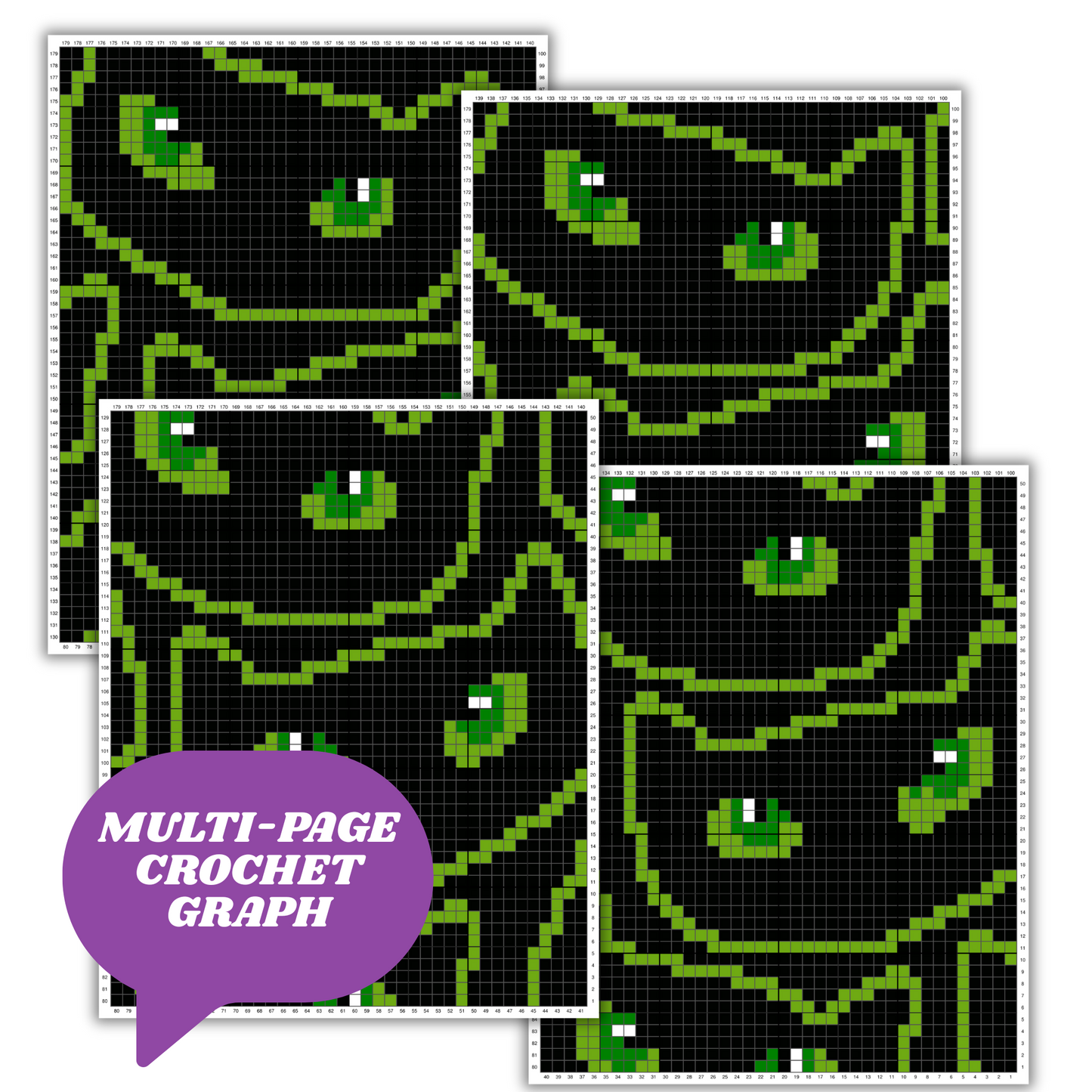 Halloween Black Cat Print Crochet Blanket Pattern Chart & Written Pattern For C2C + Tapestry Crochet | Gifts For Cat Owners - Trick Or Treat