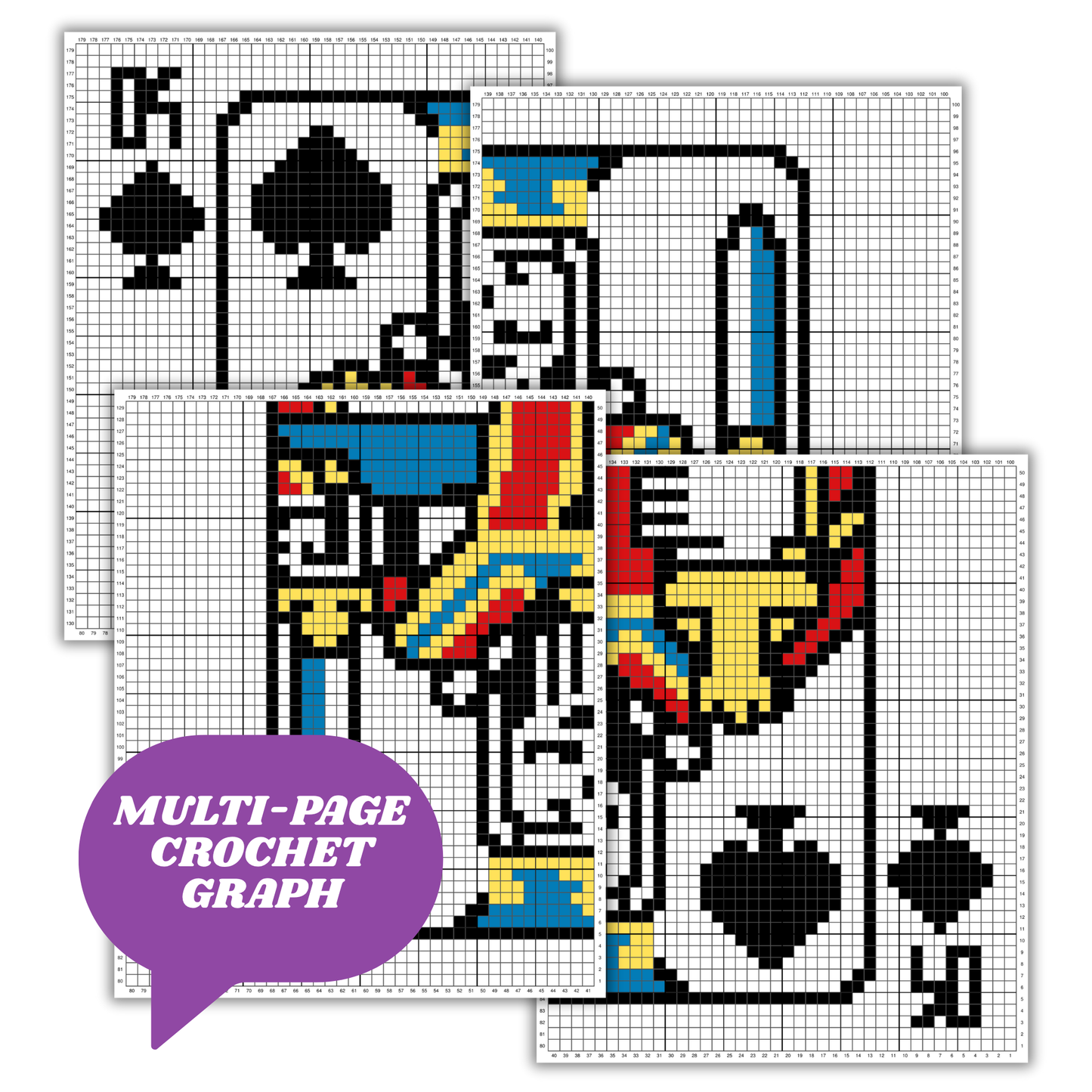 Poker King Of Spades Graph + Written Pattern For C2C & Tapestry Crochet | Poker Blanket | Cards Game Afghan | Graphgan Gifts For Men Gambler