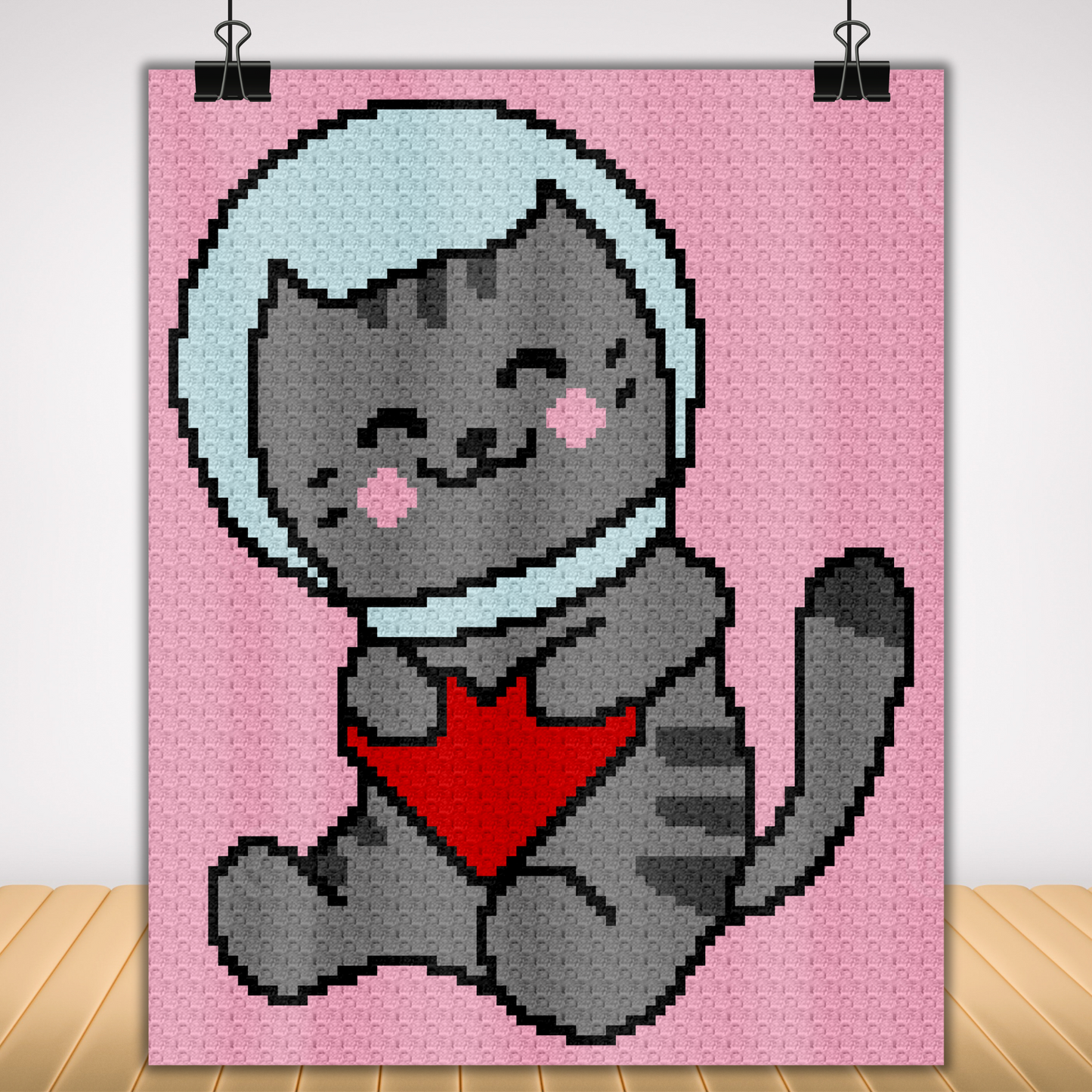 Astronaut Cat Graph + Written Pattern For C2C & Tapestry Crochet - Crochet Cat Graph - Crochet Cat Baby Blanket - Kawaii Space Kitten Afghan