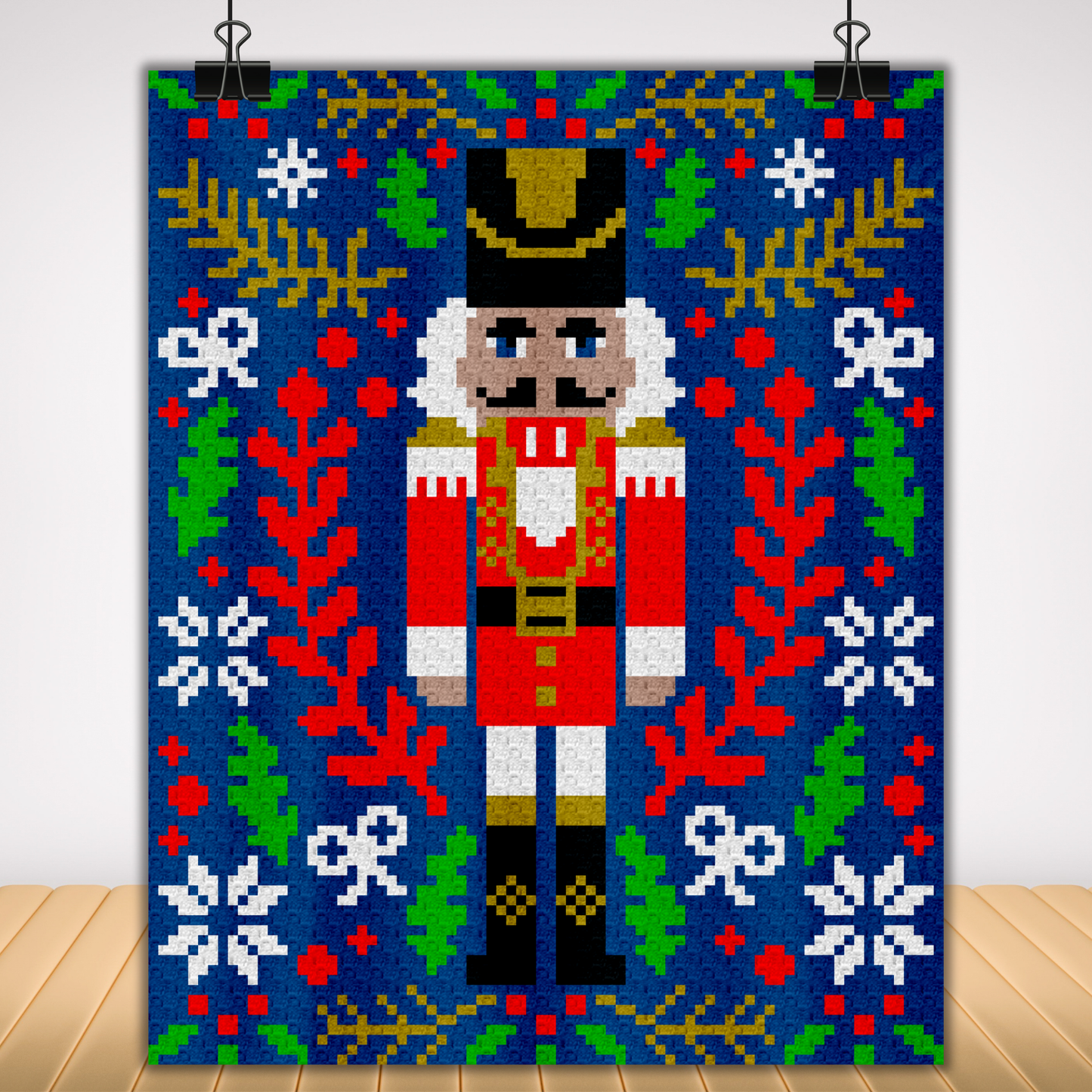 Christmas Nutcracker Afghan Graph & Pattern for C2C + Tapestry Crochet | Prince Nutcracker Easy Crochet Pattern Holiday Gifts Traditional