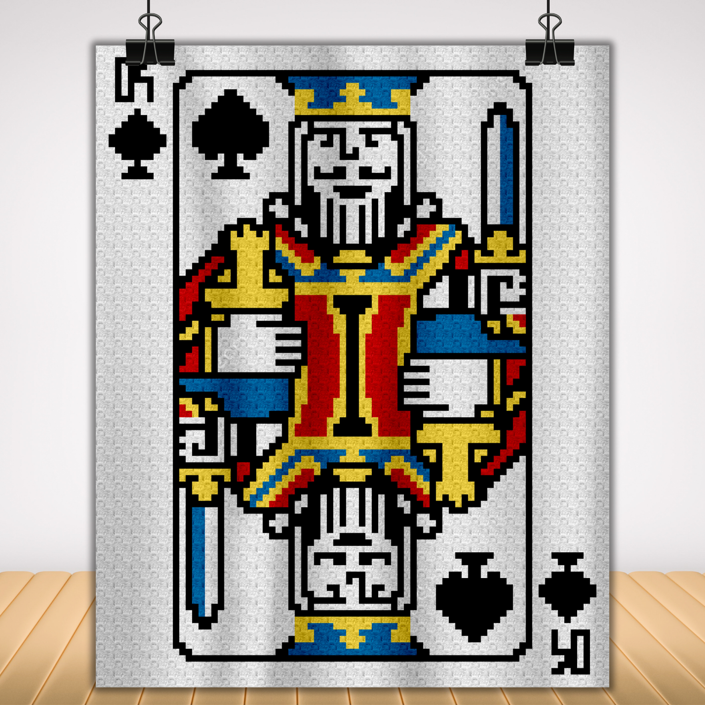 Poker King Of Spades Graph + Written Pattern For C2C & Tapestry Crochet | Poker Blanket | Cards Game Afghan | Graphgan Gifts For Men Gambler