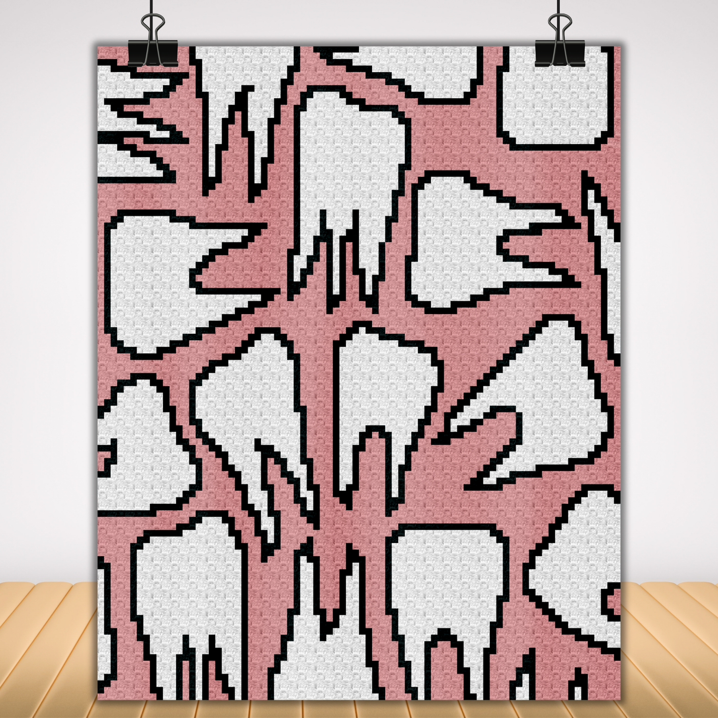 Seamless Teeth Pattern + Graph for C2C & Tapestry Crochet | C2C Crochet Gift For Dentists | Crochet Tooth Fairy Blanket Cute Teeth Afghan