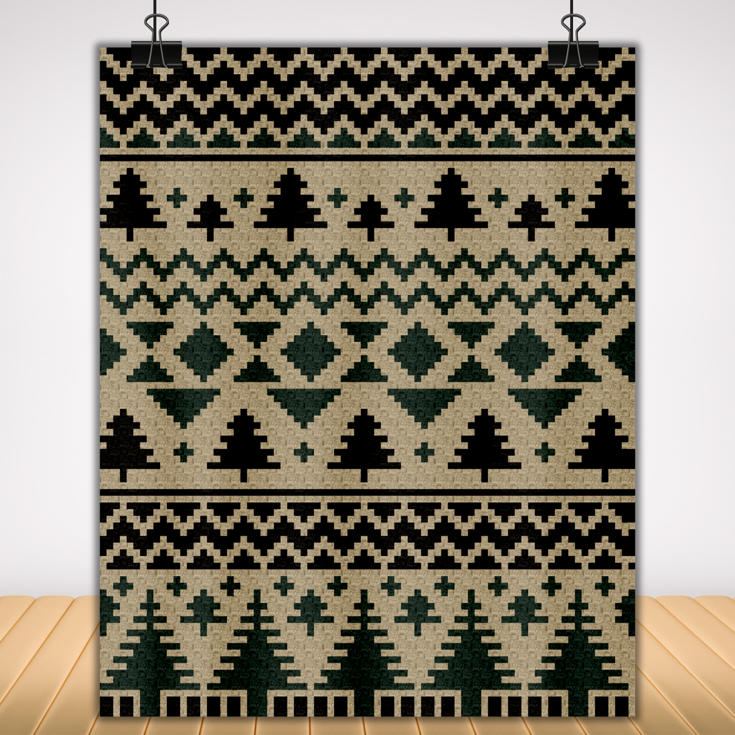 Sholach Christmas Tree Pattern Graph + Written Pattern For C2C & Tapestry Crochet - Christmas Trees C2C Crochet Pattern - Gifts For Holidays