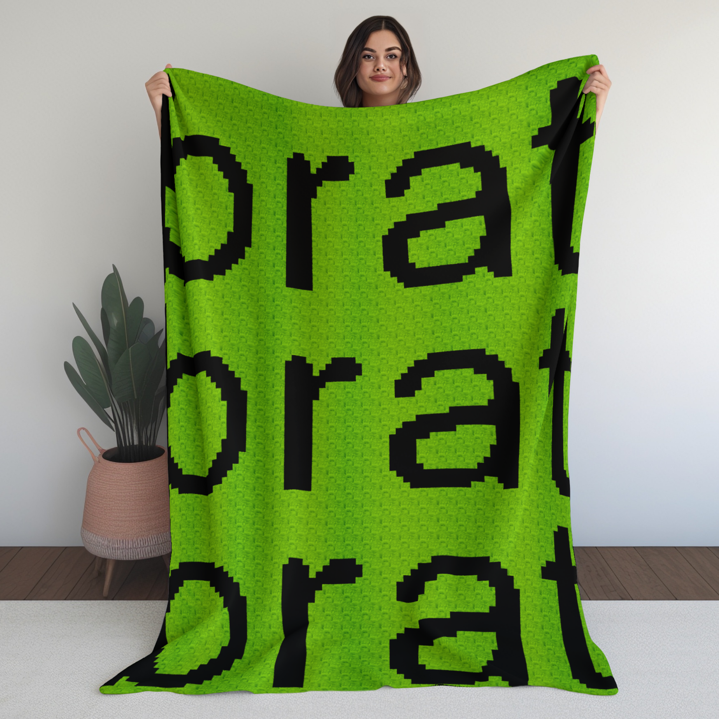 Green Brat Inspired Crochet Afghan w/ Graph & Written Pattern | CharliXCX Fan Brat Song Graph Print Tapestry Afghan Sassy Gifts Music Lovers