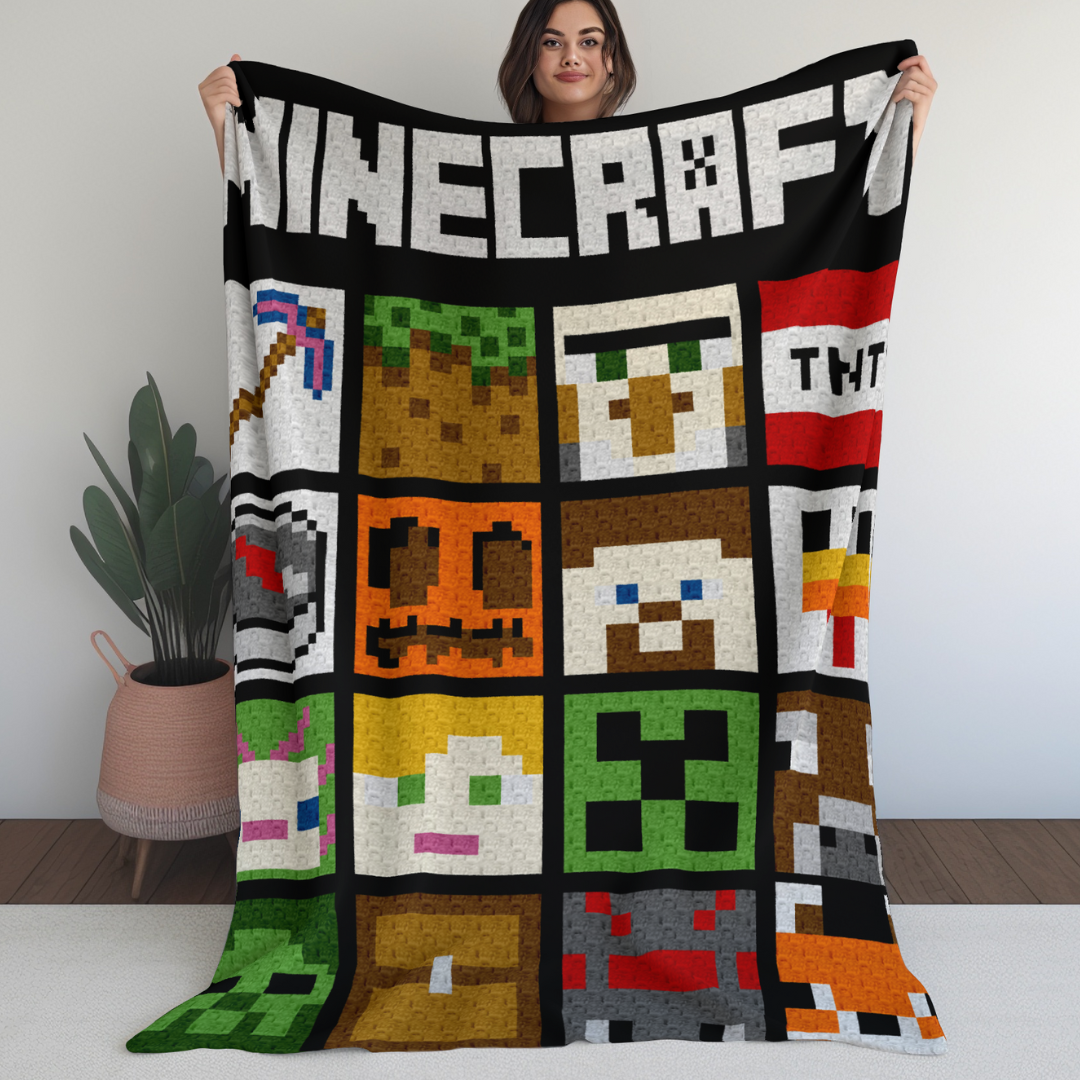Large Minecraft Blanket by Magic Yarn Pixels