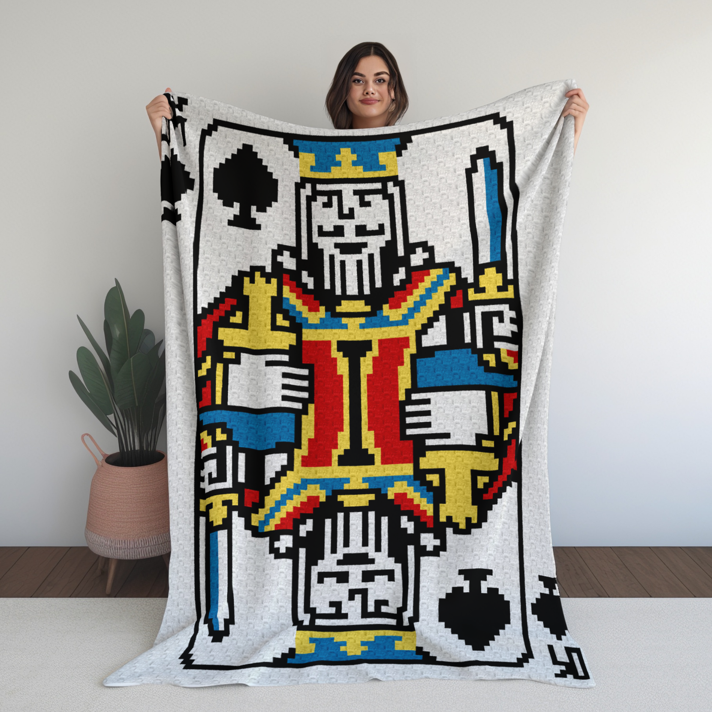 Poker King Of Spades Graph + Written Pattern For C2C & Tapestry Crochet | Poker Blanket | Cards Game Afghan | Graphgan Gifts For Men Gambler