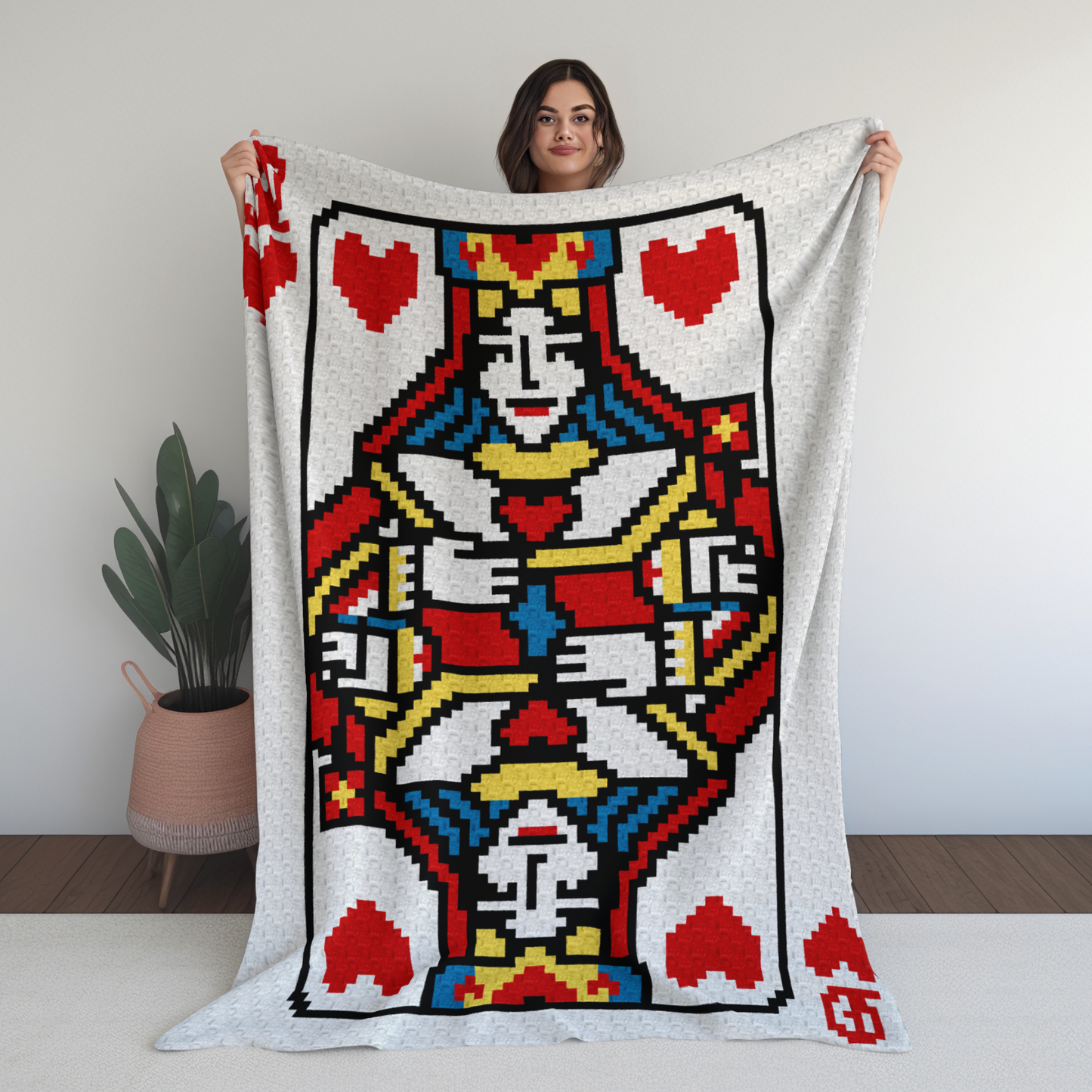 Poker Queen Of Hearts Graph + Written Pattern For C2C & Tapestry Crochet - Crochet Poker Blanket Card Game C2C Blanket Graph Gifts For Women
