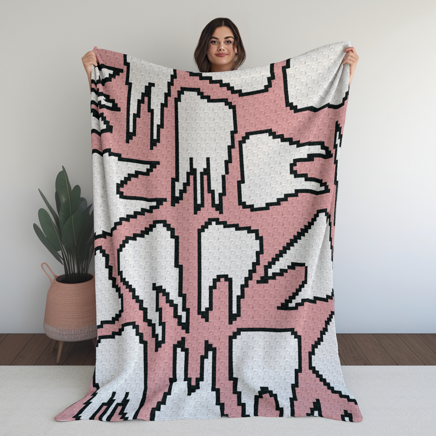 Seamless Teeth Pattern + Graph for C2C & Tapestry Crochet | C2C Crochet Gift For Dentists | Crochet Tooth Fairy Blanket Cute Teeth Afghan