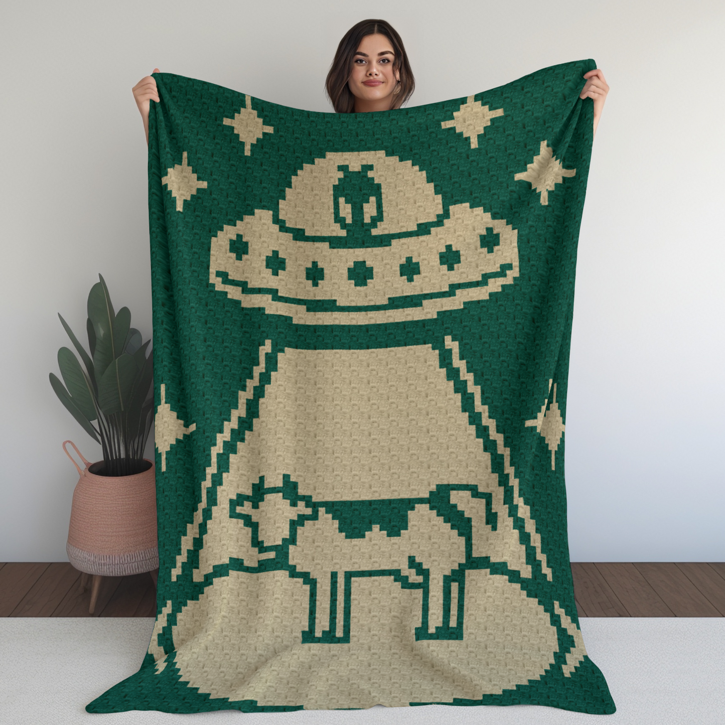 Space Cow Graph + Written Pattern For C2C & Tapestry Crochet - Cow C2C Graphgan Crochet Alien Cow Blanket Cow Space Theme Afgan Gift For Him