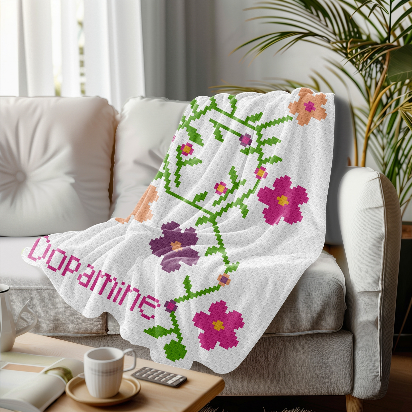 Dopamine Molecule Graph + Written Pattern For C2C & Tapestry Crochet - Floral Hormone Pattern - Gift For Scientists Chemists Geeks Nerds Lab