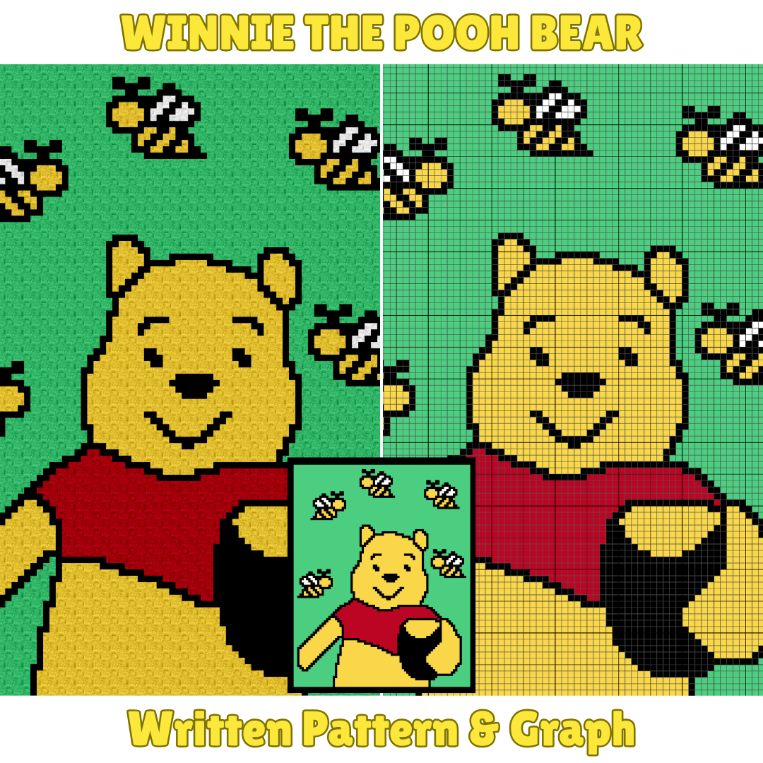 Winnie The Pooh Bear C2C Crochet Pattern by Magic Yarn Pixels