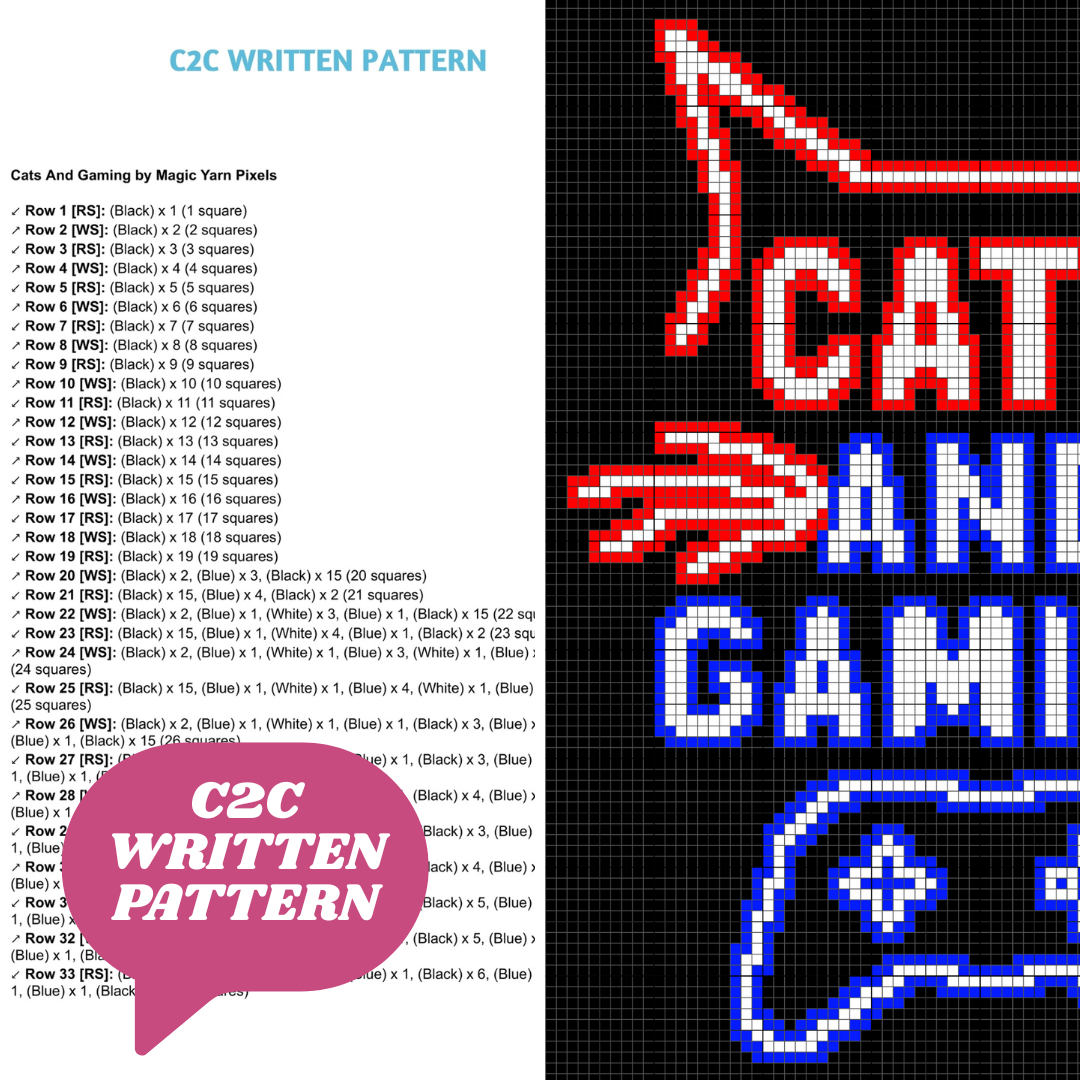 Cats & Gaming C2C Crochet Pattern by Magic Yarn Pixels