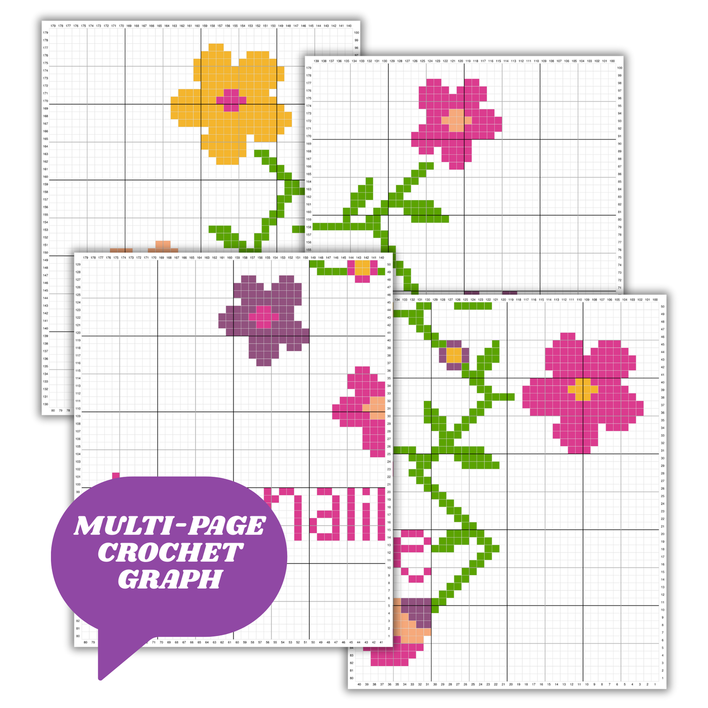 Adrenaline Molecule Graph + Written Pattern For C2C & Tapestry Crochet - Floral Hormone Pattern - Gift For Scientists Chemists Geek Nerd Lab