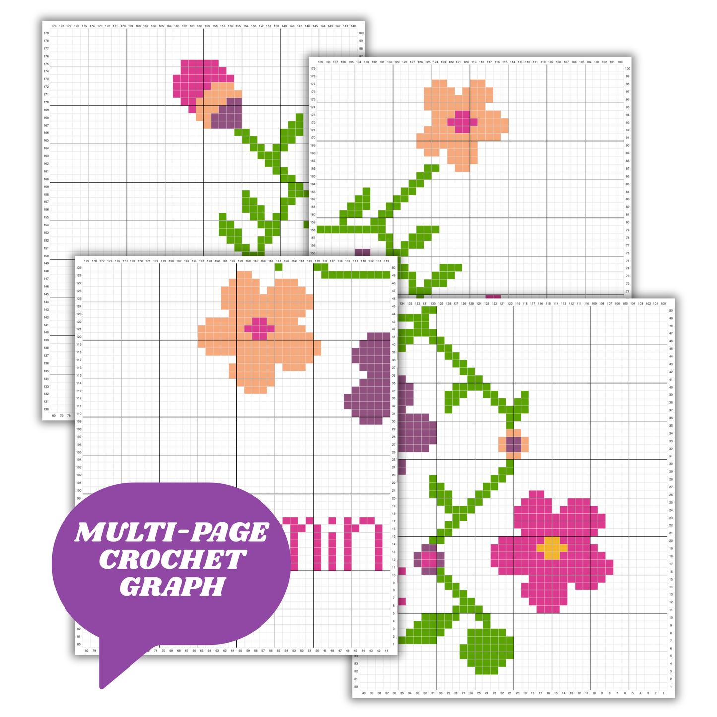 Dopamine Molecule Graph + Written Pattern For C2C & Tapestry Crochet - Floral Hormone Pattern - Gift For Scientists Chemists Geeks Nerds Lab