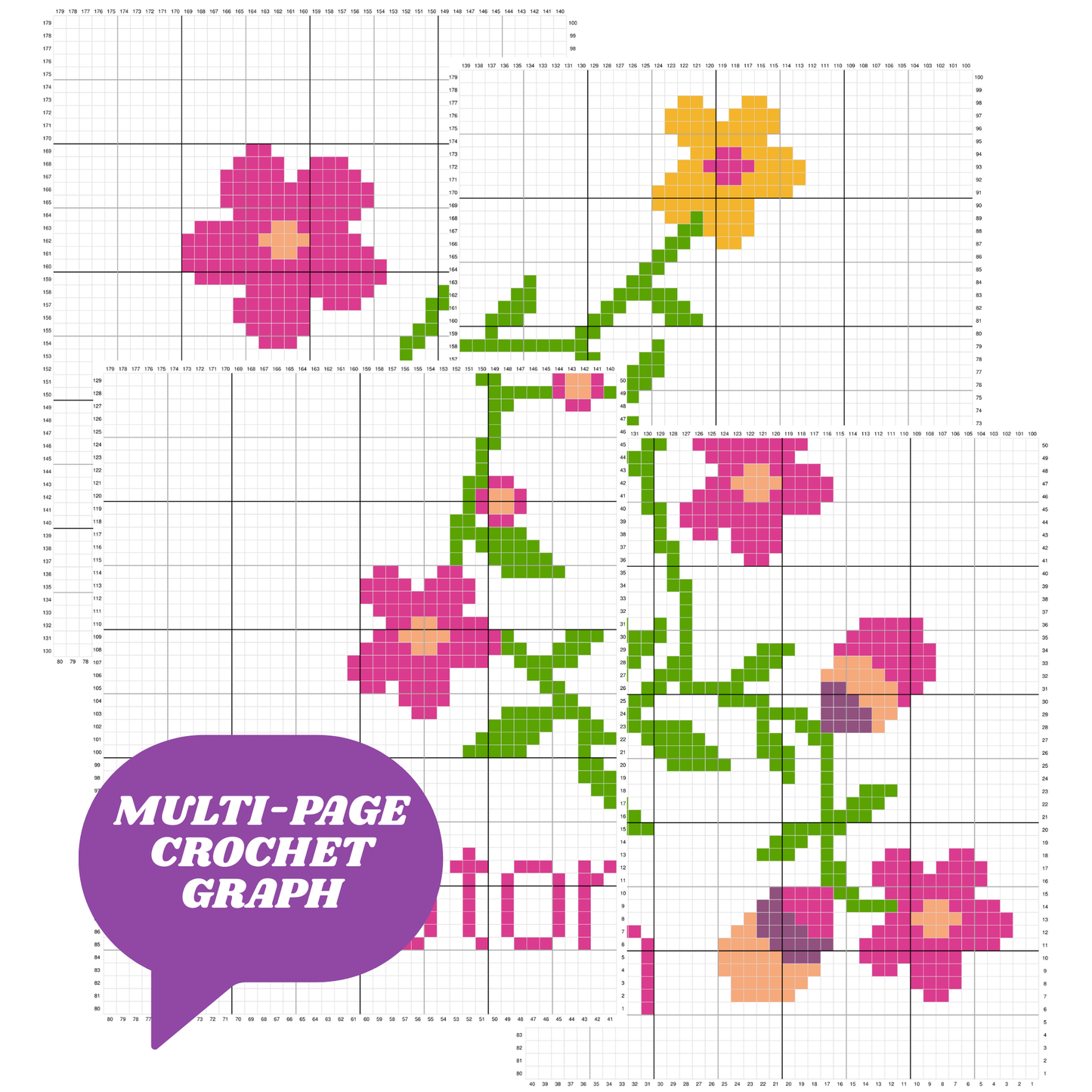 Serotonin Molecule Graph + Written Pattern For C2C & Tapestry Crochet - Floral Hormone Pattern - Gift For Scientists Chemist Geeks Nerds Lab