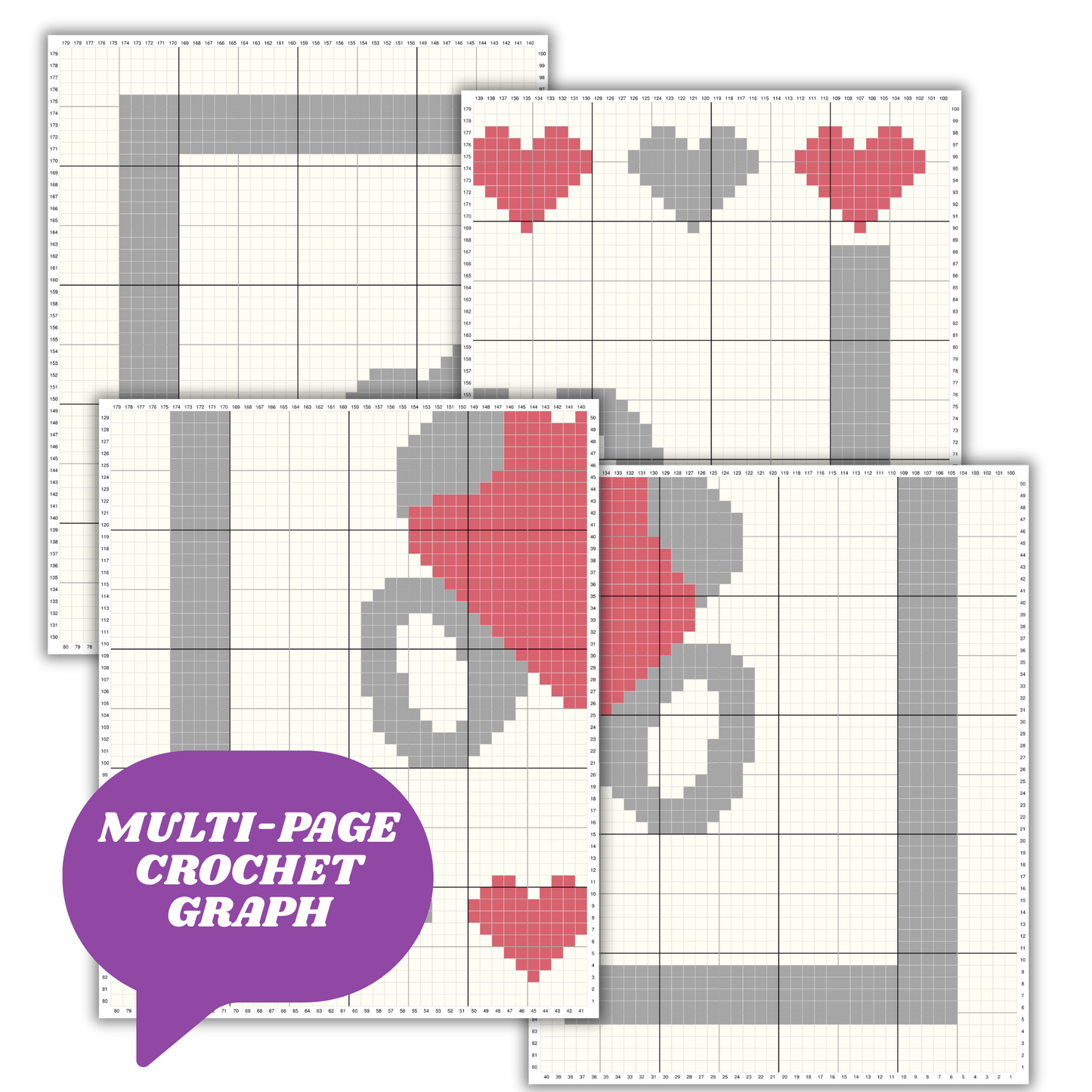 Sweet Heart Baby Bear Graph + Written Pattern For C2C & Tapestry Crochet - Birthday Christmas Crochet Heart Blanket Pattern Baby Shower Gift
