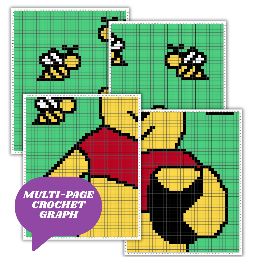 Winnie The Pooh Bear C2C Crochet Pattern by Magic Yarn Pixels