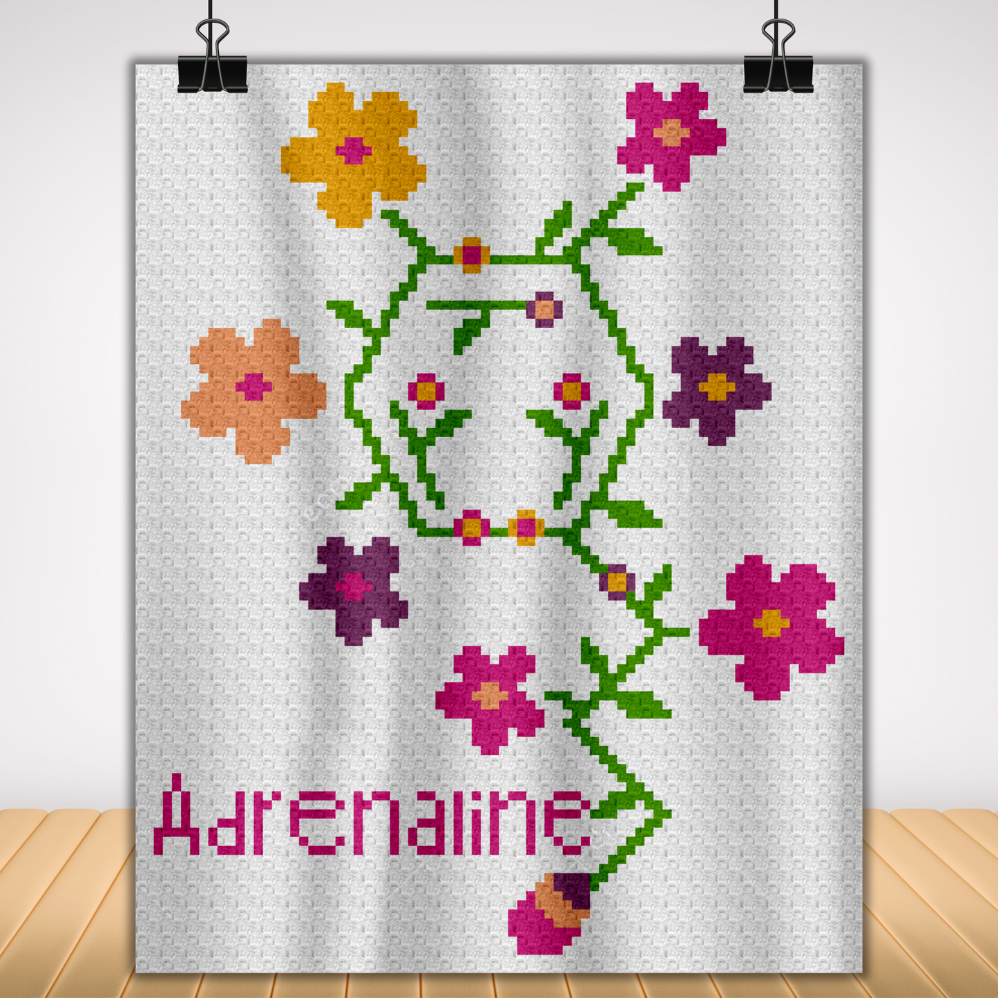 Adrenaline Molecule Graph + Written Pattern For C2C & Tapestry Crochet - Floral Hormone Pattern - Gift For Scientists Chemists Geek Nerd Lab
