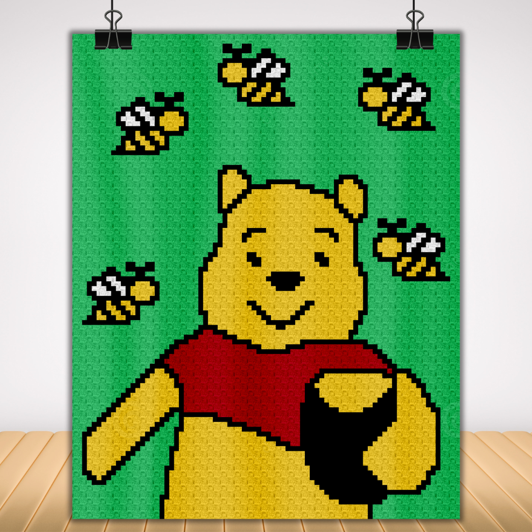 Winnie The Pooh Bear C2C Crochet Pattern by Magic Yarn Pixels