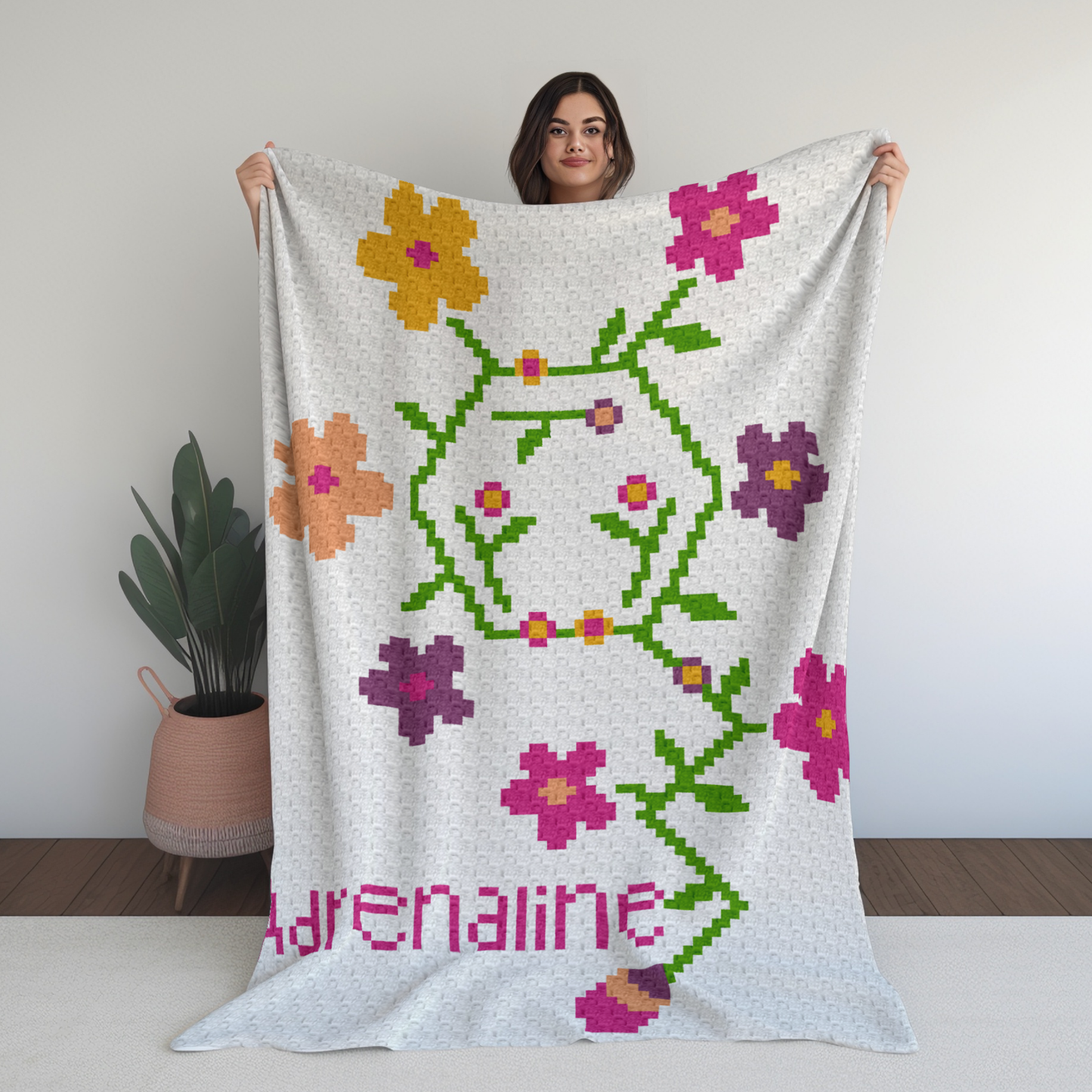Adrenaline Molecule Graph + Written Pattern For C2C & Tapestry Crochet - Floral Hormone Pattern - Gift For Scientists Chemists Geek Nerd Lab