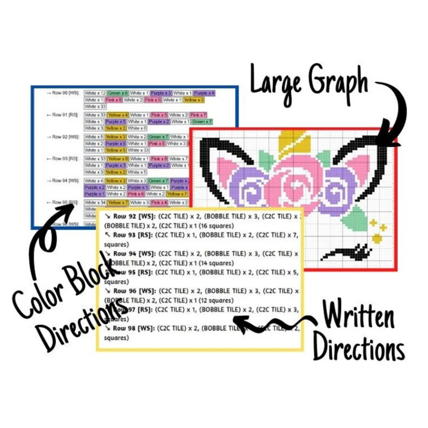Unicorn Princess Graph + Written Pattern For C2C & Tapestry Crochet - Unicorn C2C Crochet Pattern - Animal Crochet Blanket - Unicorn Blanket