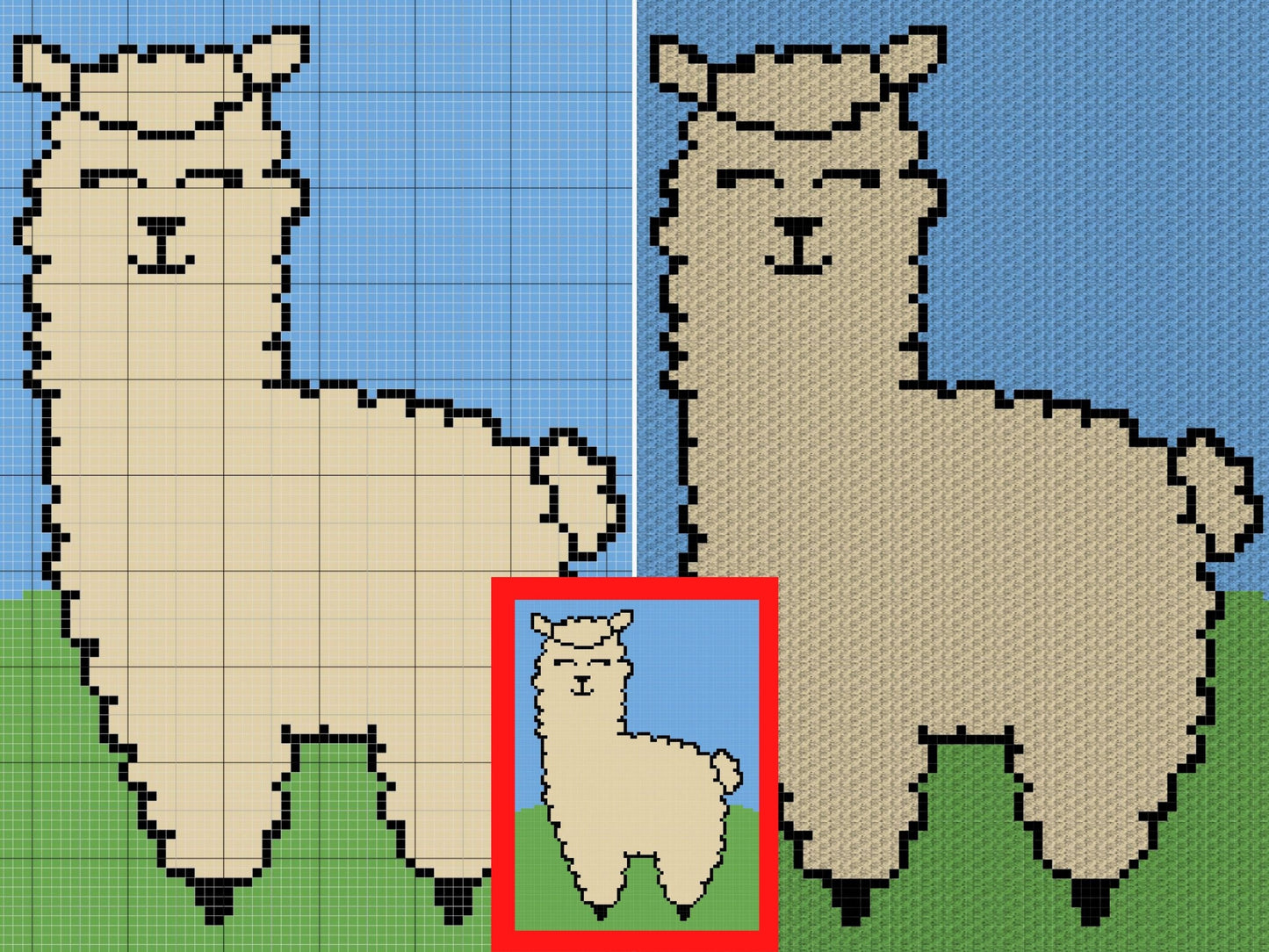 Cute Baby Llama Graph + Written Pattern For C2C & Tapestry Crochet - C2C Llama Crochet Pattern - Animal Crochet Blanket - Baby Shower Gift