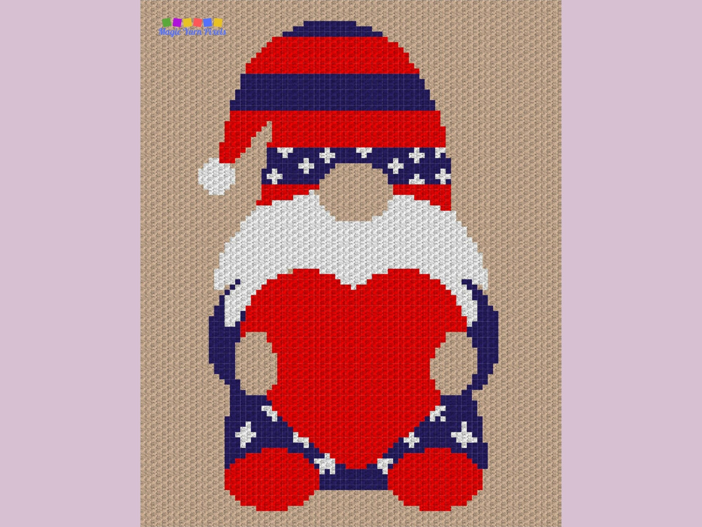 Patriotic Gnome Love Graph + Written Pattern For C2C & Tapestry Crochet - C2C Gnome Graphgan - Crochet Gnome Blanket - C2C Crochet Blanket