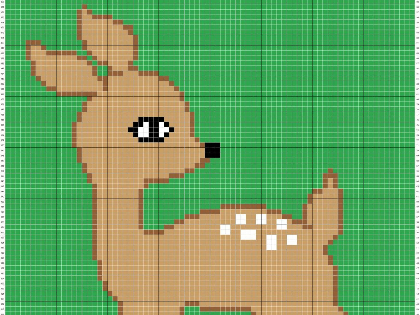 Cute Baby Deer Graph + Written Pattern For C2C & Tapestry Crochet - Deer C2C Graphgan - Deer C2C Crochet Blanket  Animal Baby Blanket Afghan