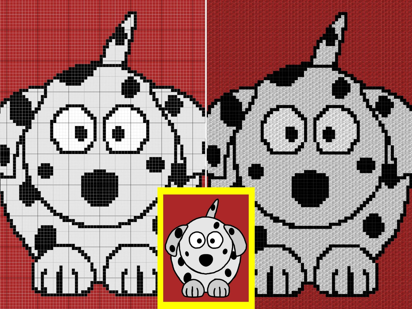 Baby Dalmatian Dog Graph + Written Pattern For C2C & Tapestry Crochet - Crochet Dalmatian C2C Graph - Dog Crochet Blanket - Dog C2C Afghan