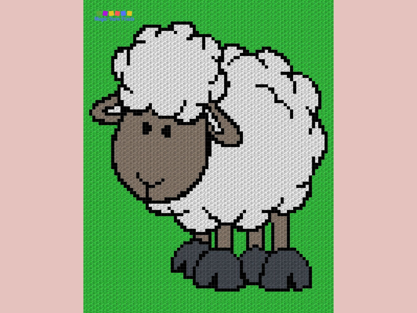 Cute Lamb Graph + Written Pattern For C2C & Tapestry Crochet - Lamb C2C Crochet Pattern - Sheep C2C Blanket - Animal Baby Afghan Baby Shower