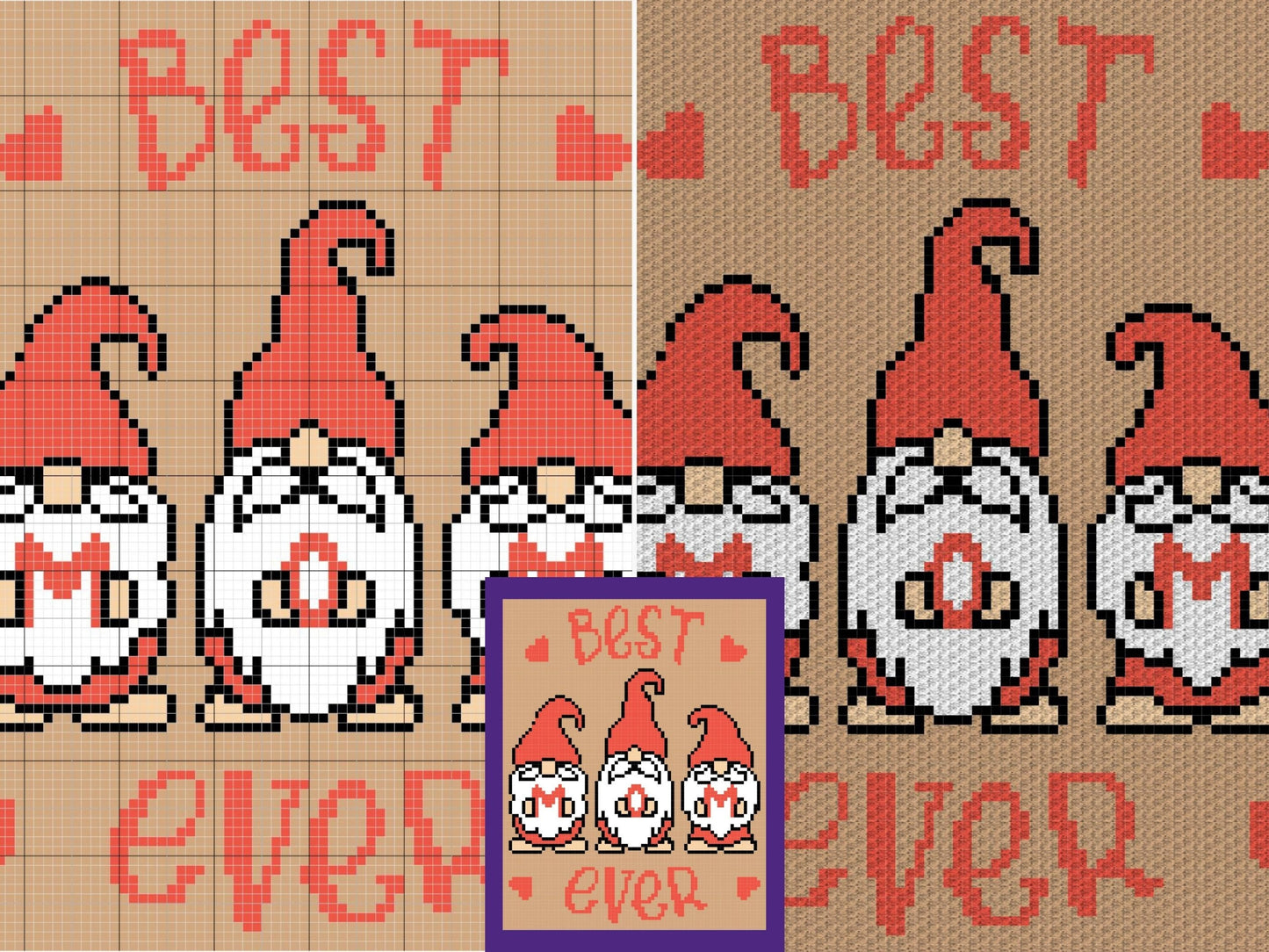 Best Mom Ever Gnomes Graph + Written Pattern For C2C & Tapestry Crochet - Mother C2C Graphgan Mother's Day Gift Crochet Blanket Mom Blanket