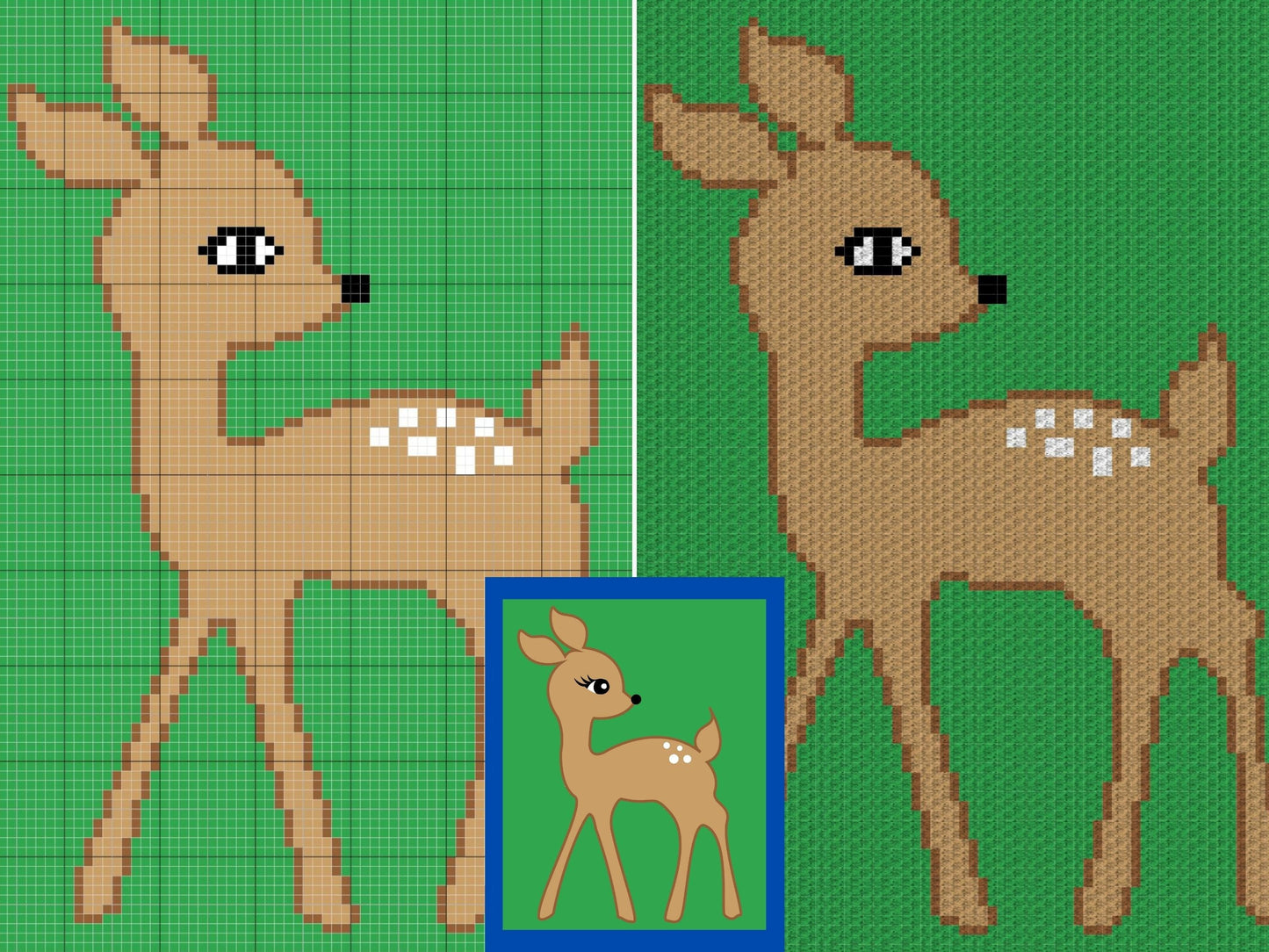 Cute Baby Deer Graph + Written Pattern For C2C & Tapestry Crochet - Deer C2C Graphgan - Deer C2C Crochet Blanket  Animal Baby Blanket Afghan