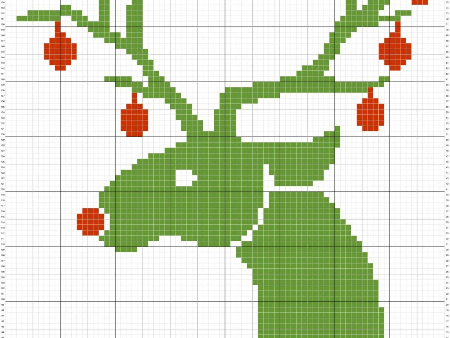 Christmas Reindeer With Baubles Graph + Written Pattern For C2C & Tapestry Crochet Reindeer C2C Crochet Pattern Christmas Crochet Blanket