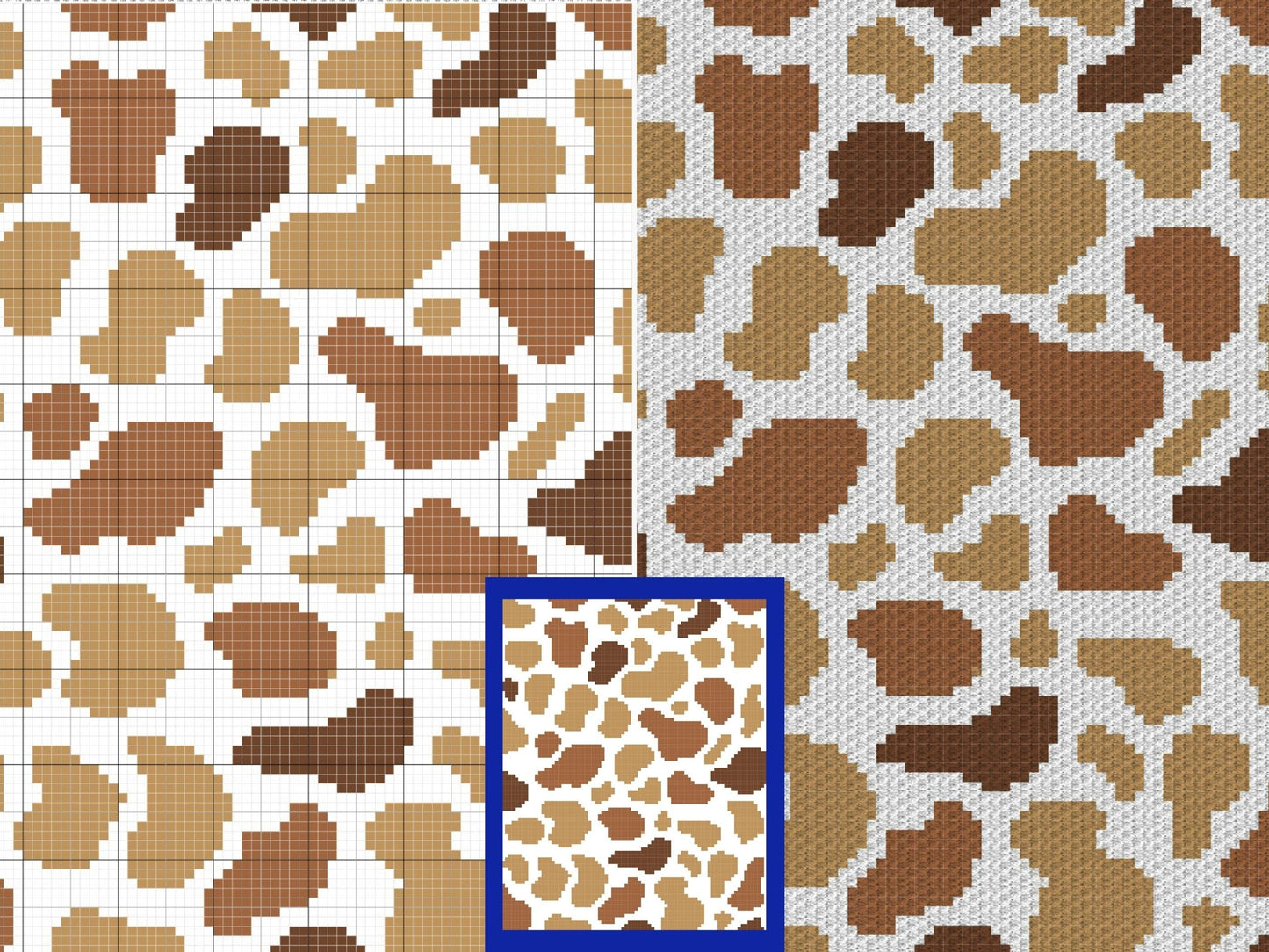 Brown Spotted Cow Print Graph + Written Pattern For C2C & Tapestry Crochet - Crochet Cow Pattern - Crochet Cow Blanket Animal Print blanket