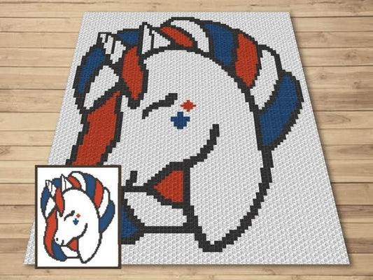 4th Of July Patriotic Unicorn Graph + Written Pattern For C2C & Tapestry Crochet - C2C Unicorn Graphghan - Tapestry Unicorn Crochet Blanket