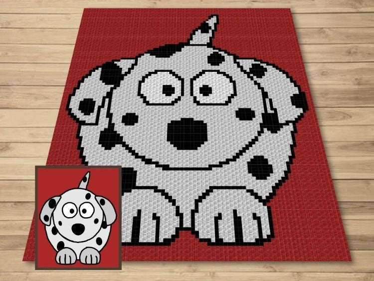 Baby Dalmatian Dog Graph + Written Pattern For C2C & Tapestry Crochet - Crochet Dalmatian C2C Graph - Dog Crochet Blanket - Dog C2C Afghan