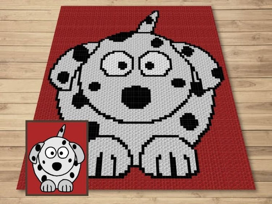 Baby Dalmatian Dog Graph + Written Pattern For C2C & Tapestry Crochet - Crochet Dalmatian C2C Graph - Dog Crochet Blanket - Dog C2C Afghan