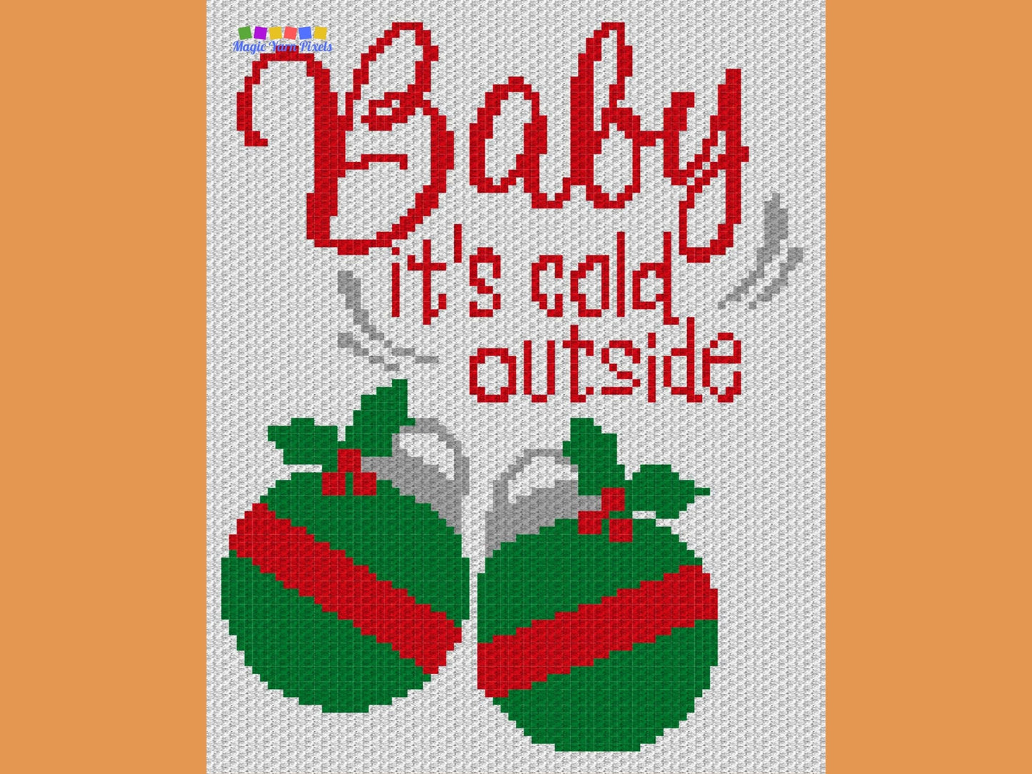 Baby It's Cold Outside Graph + Written Pattern For C2C & Tapestry Crochet - Christmas C2C Pattern - Christmas Crochet Blanket Winter Blanket