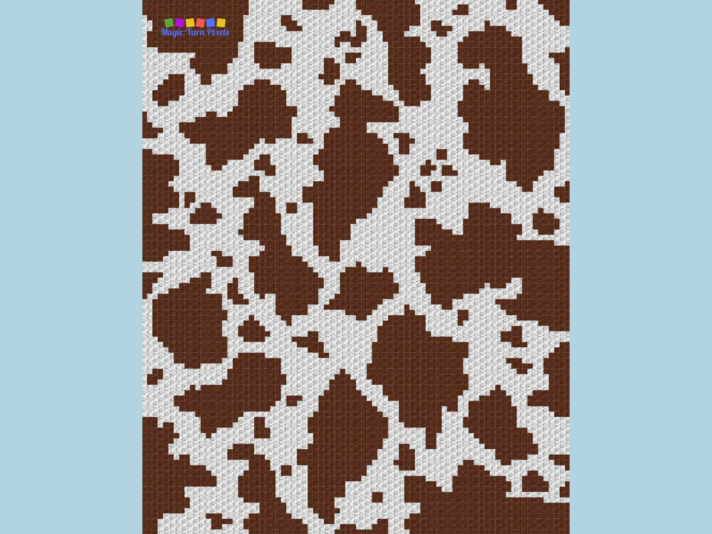 Brown Spotted Cow Hide Graph + Written Pattern For C2C & Tapestry Crochet - C2C Graph Cow Pattern - Crochet Cow Blanket  Animal Baby Blanket