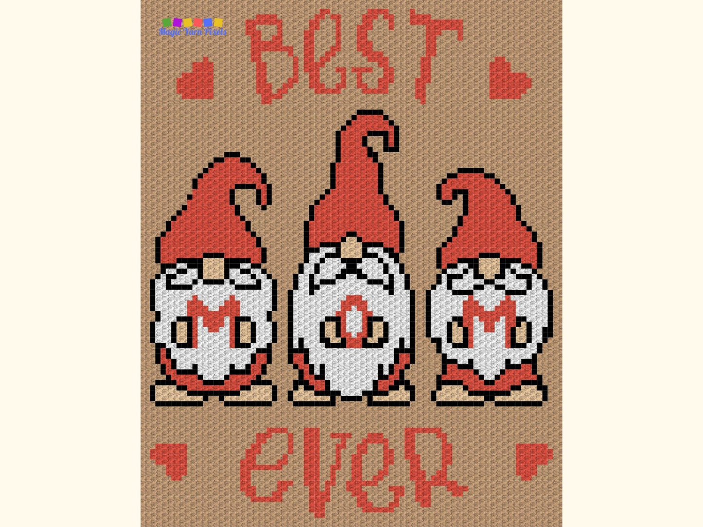 Best Mom Ever Gnomes Graph + Written Pattern For C2C & Tapestry Crochet - Mother C2C Graphgan Mother's Day Gift Crochet Blanket Mom Blanket