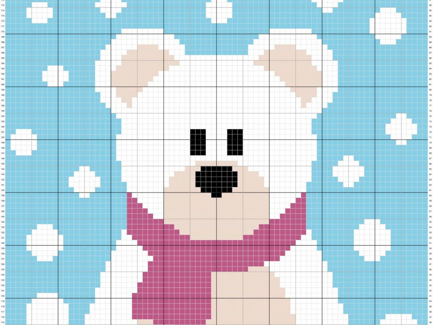 Winter Snow Polar Bear Graph + Written Pattern For C2C & Tapestry Crochet - Bear C2C Crochet Pattern - Winter Crochet Blanket - Bear Afghan