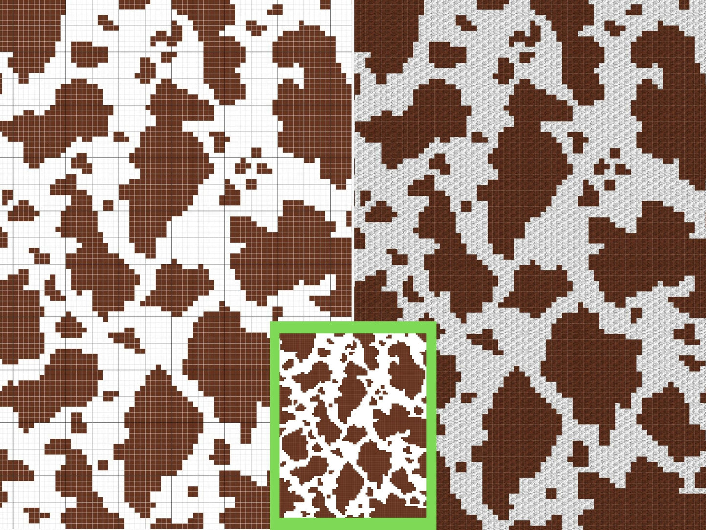Brown Spotted Cow Hide Graph + Written Pattern For C2C & Tapestry Crochet - C2C Graph Cow Pattern - Crochet Cow Blanket  Animal Baby Blanket