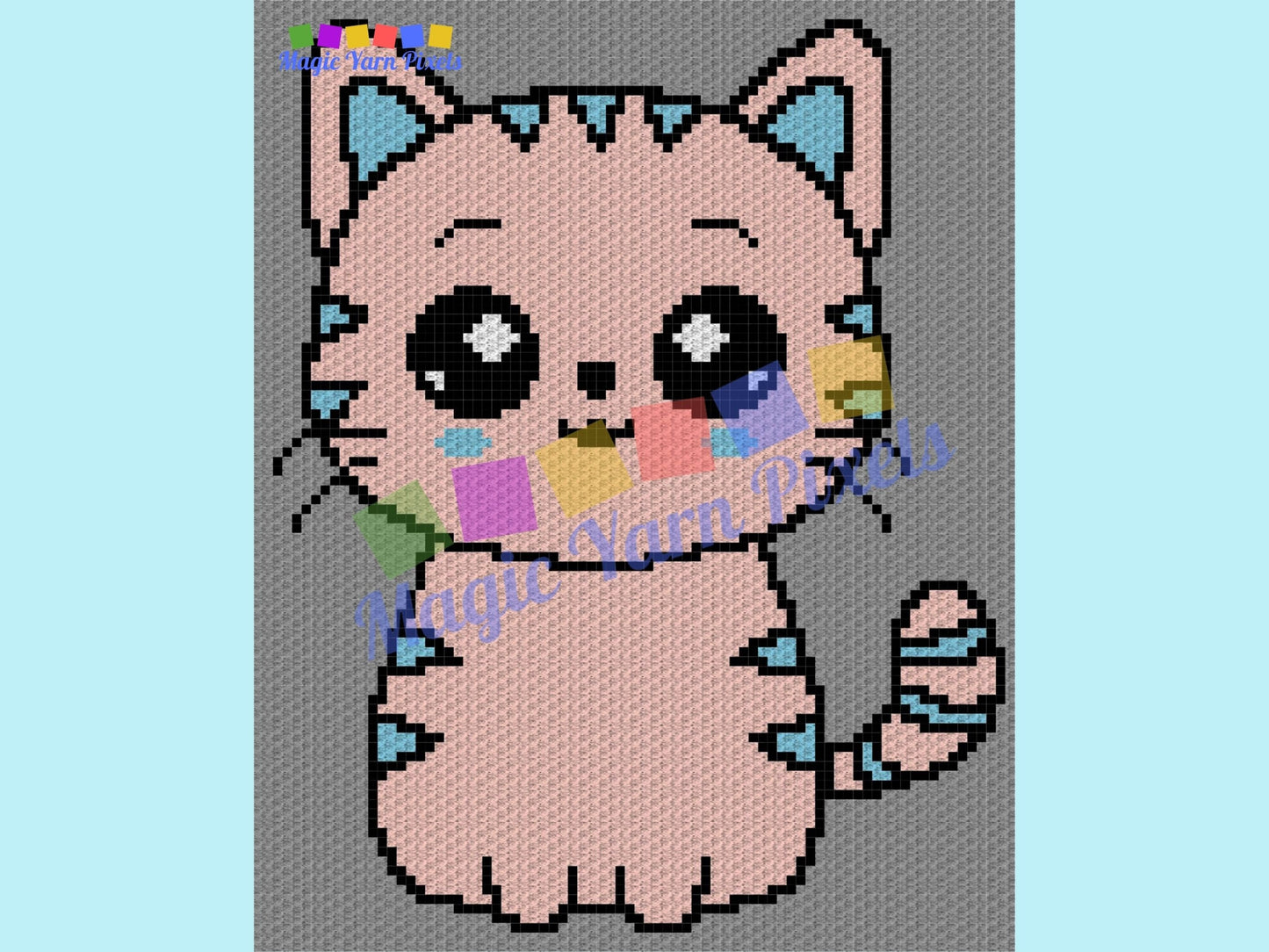 Cute Strawberry Cat Graph + Written Pattern For C2C & Tapestry Crochet - Cat C2C Graphgan - Crochet Cat Blanket - Animal Blanket Baby Shower