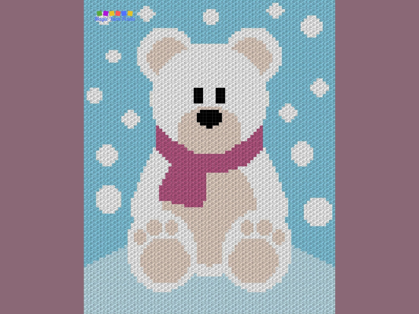 Winter Snow Polar Bear Graph + Written Pattern For C2C & Tapestry Crochet - Bear C2C Crochet Pattern - Winter Crochet Blanket - Bear Afghan