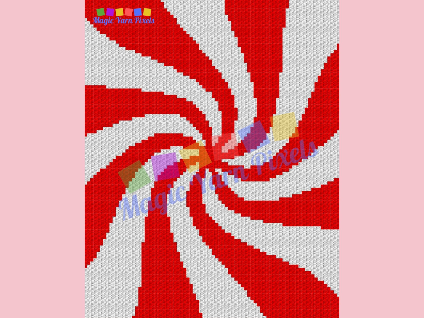 Christmas Candy Cane Swirl Graph + Written Pattern For C2C & Tapestry Crochet - Candy Cane Crochet Pattern - C2C Christmas Blanket Baby Gift