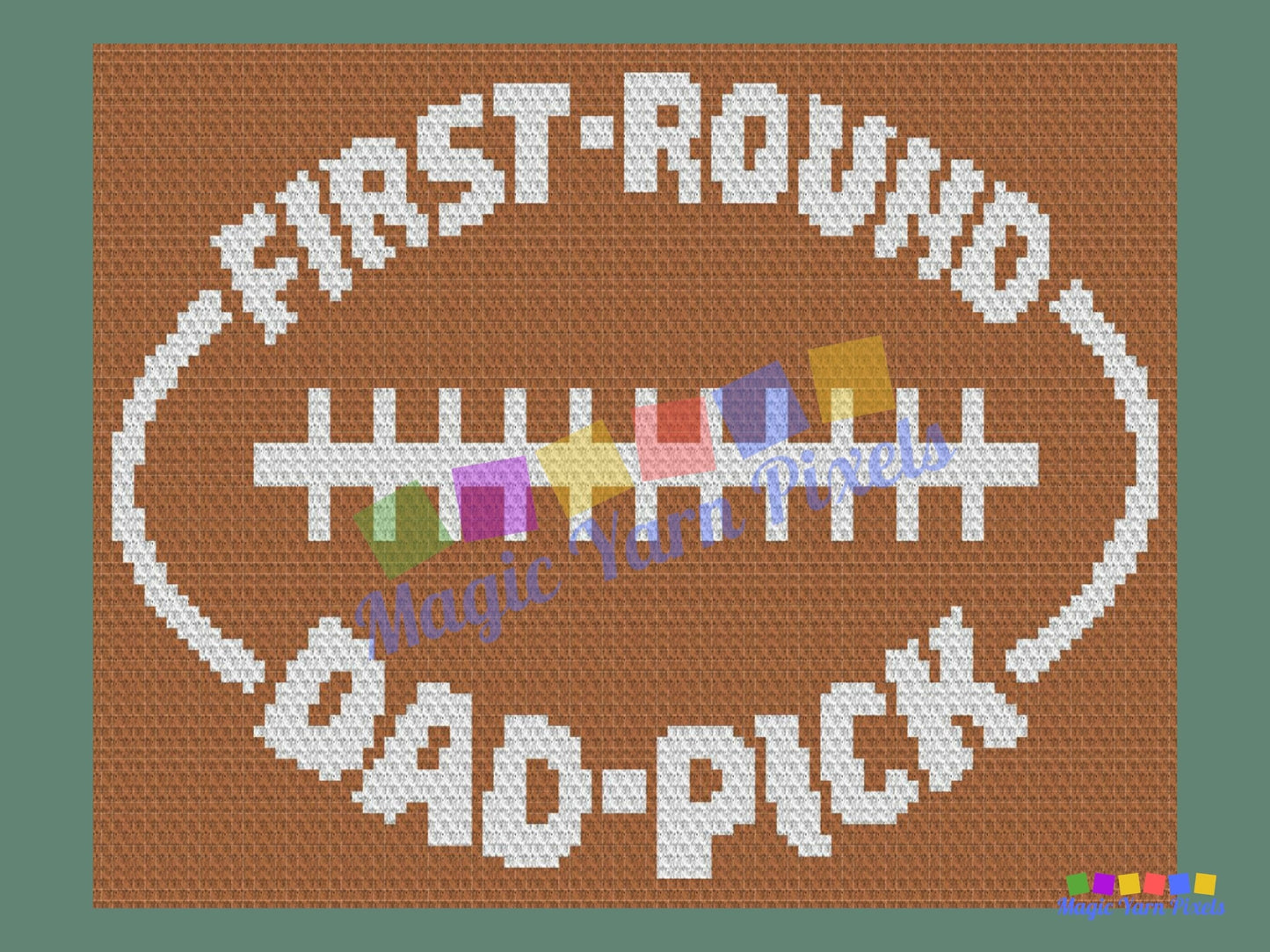 First Round Dad Pick Graph + Written Pattern For C2C & Tapestry Crochet - College Football C2C Graphgan - Crochet Baby Blanket - Baby Shower