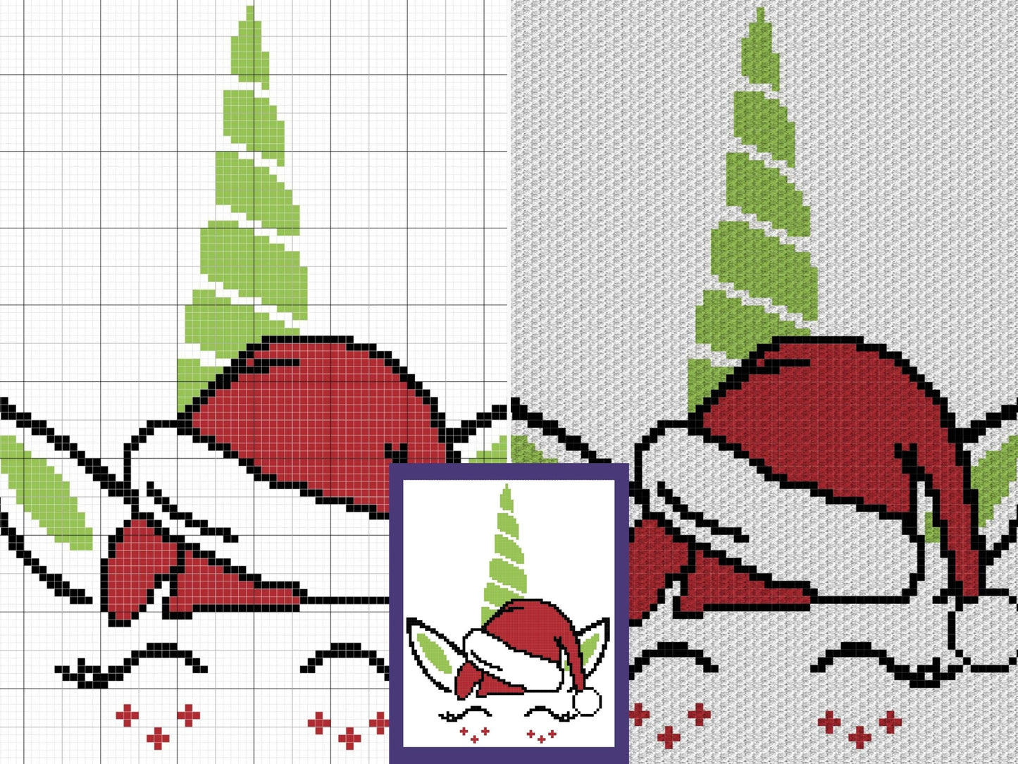 Christmas Santa Unicorn Graph + Written Pattern For C2C & Tapestry Crochet - Christmas C2C Graphgan - Unicorn C2C Blanket - Baby Shower Gift
