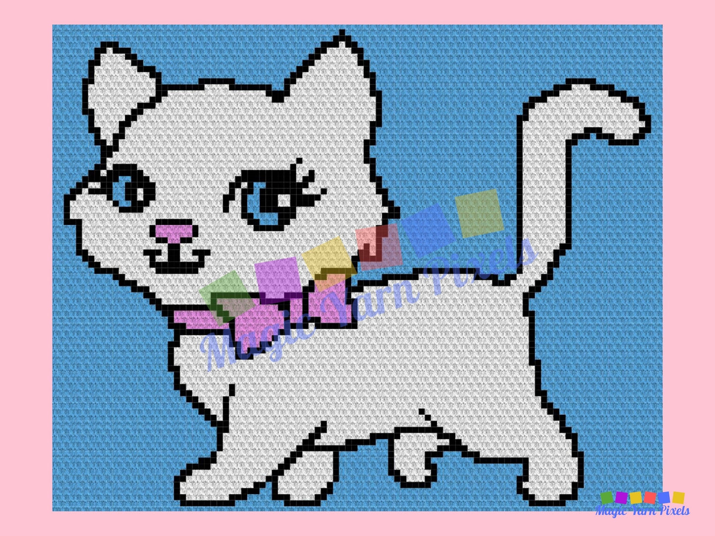 Baby Girl Kitty Cat Graph + Written Pattern For C2C & Tapestry Crochet - Cat C2C Graphgan - Cat C2C Crochet Blanket - Kitty Baby Gift Afghan