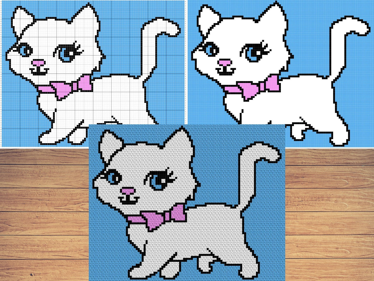 Baby Girl Kitty Cat Graph + Written Pattern For C2C & Tapestry Crochet - Cat C2C Graphgan - Cat C2C Crochet Blanket - Kitty Baby Gift Afghan